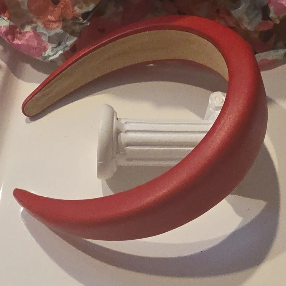 ZARA Leatherette Cushioned Statement Headband — Red  NWOT